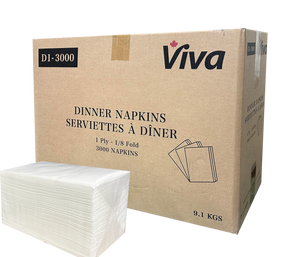 Viva dinner napkins 1ply, 1/8 fold, white 3000 pcs (20 x 150pcs)