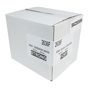 (SAC2636SN) Commercial Garbage / Trash Bags - Strong - 26" x 36" (66 cm x 91.6 cm) - Black - Box of 250