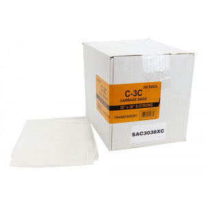 (SAC3038XC ) Commercial Garbage / Trash Bags - Extra Strong - 30" x 38" (76.2 cm x 96.5 cm) - Clear - Box of 200