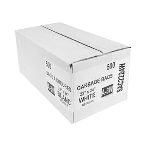 Commercial Garbage / Trash Bags - Regular - 22" x 24" (55.8 cm x 60.9 cm) - White - Box of 500