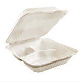 Table Accents-compostable container (AC130), 8"x8"x3" , 3compartments,  2X100/CS